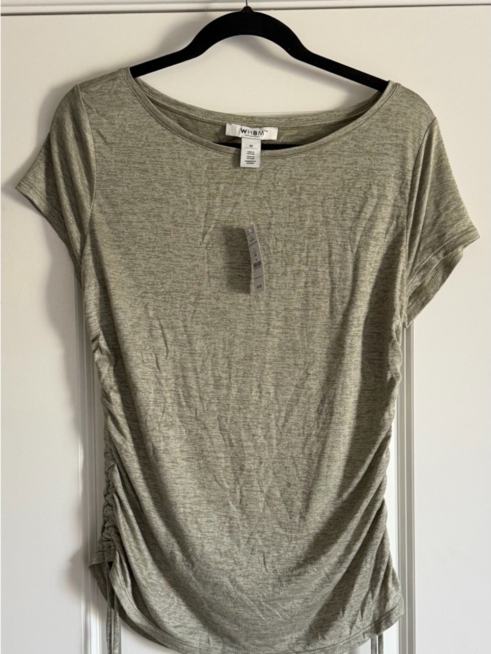White House Black Market Women’s grey Sleeve Ruched Tee NWT